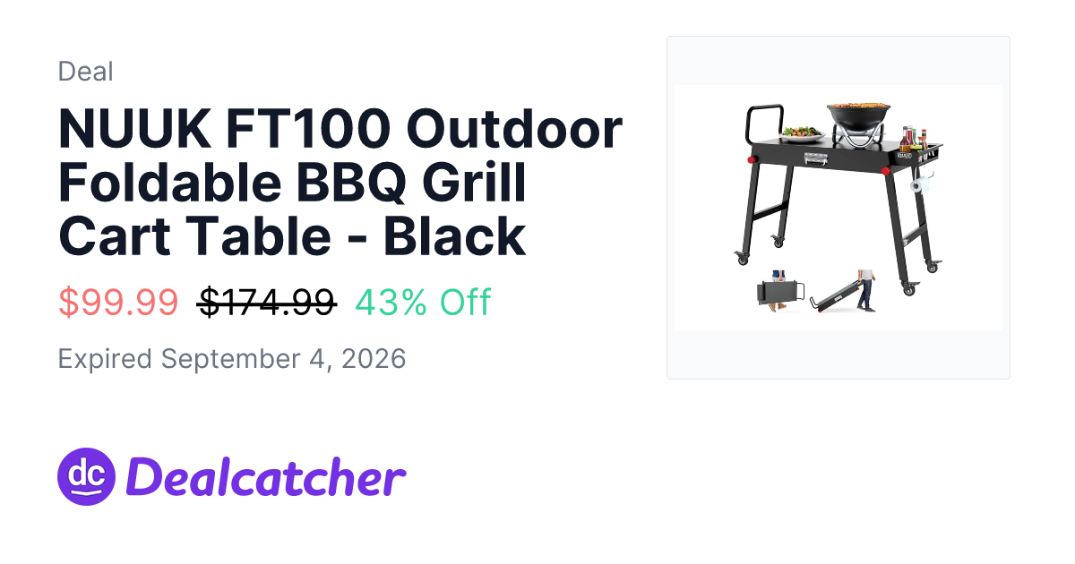 Woot - NUUK FT100 Outdoor Foldable BBQ Grill Cart Table - Black $99.99