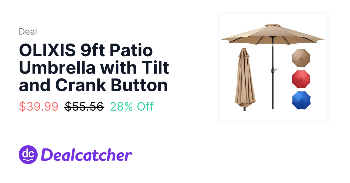 Amazon - OLIXIS 9ft Patio Umbrella with Tilt and Crank Button $39.99