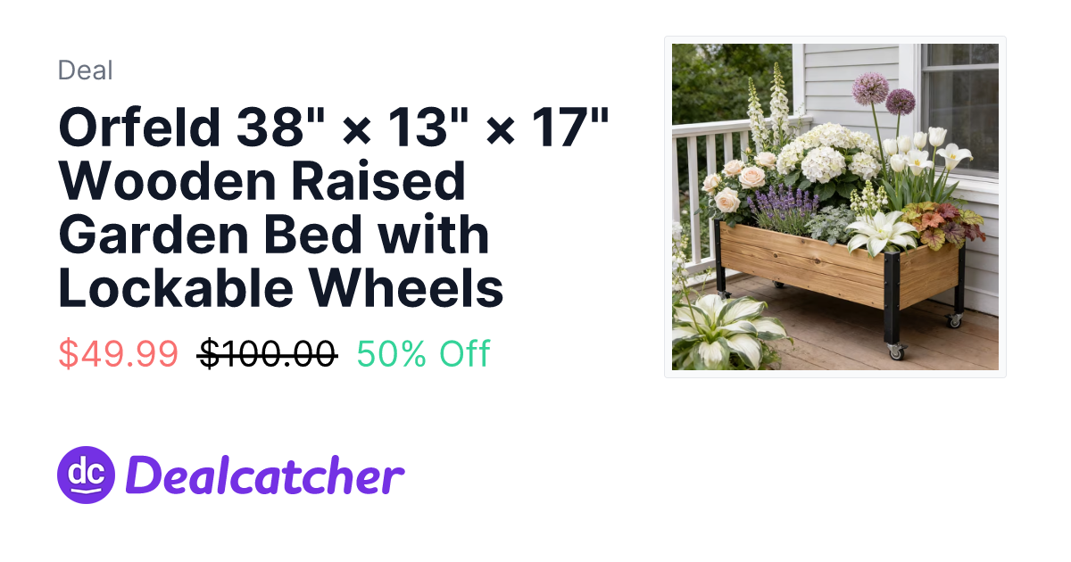 Walmart - Orfeld 38" × 13" × 17" Wooden Raised Garden Bed with Lockable Wheels $49.99