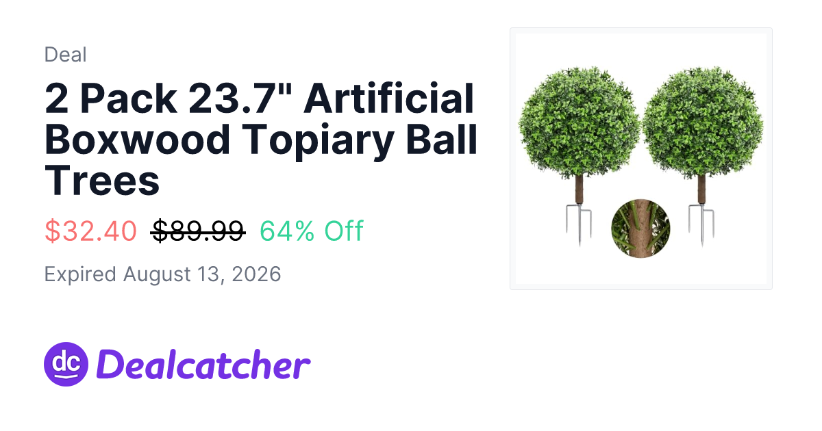 Amazon - 2 Pack 23.7" Artificial Boxwood Topiary Ball Trees $32.40