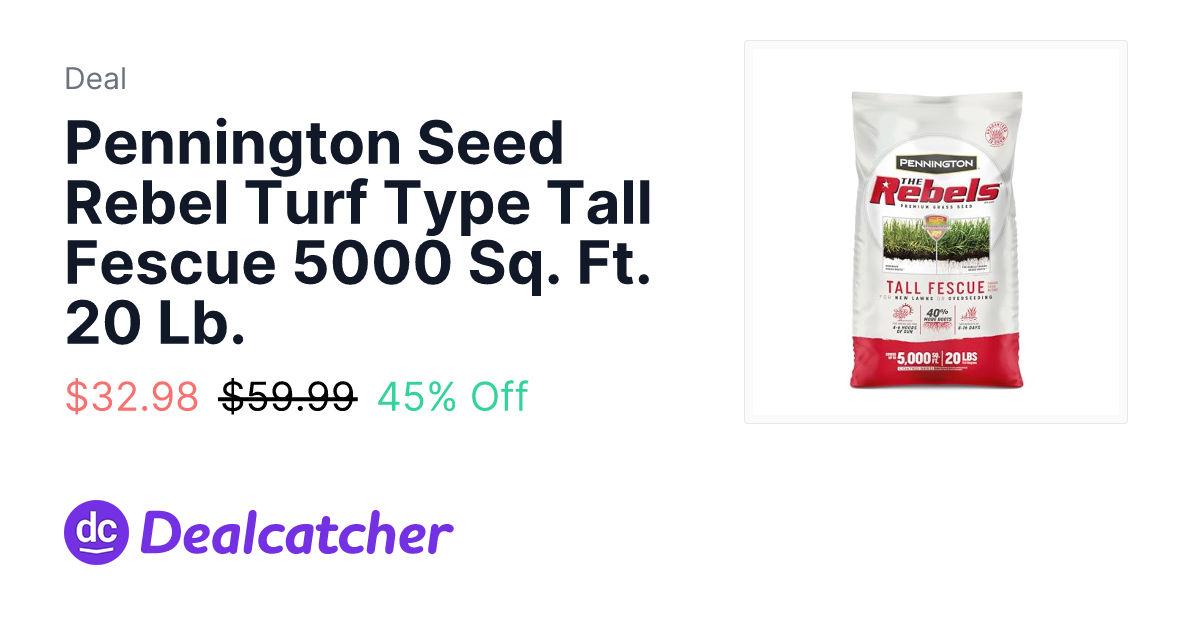 Amazon - Pennington Seed Rebel Turf Type Tall Fescue 5000 Sq. Ft. 20 Lb. $32.98