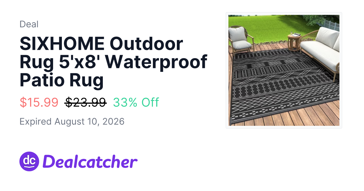Walmart - SIXHOME Outdoor Rug 5'x8' Waterproof Patio Rug $15.99