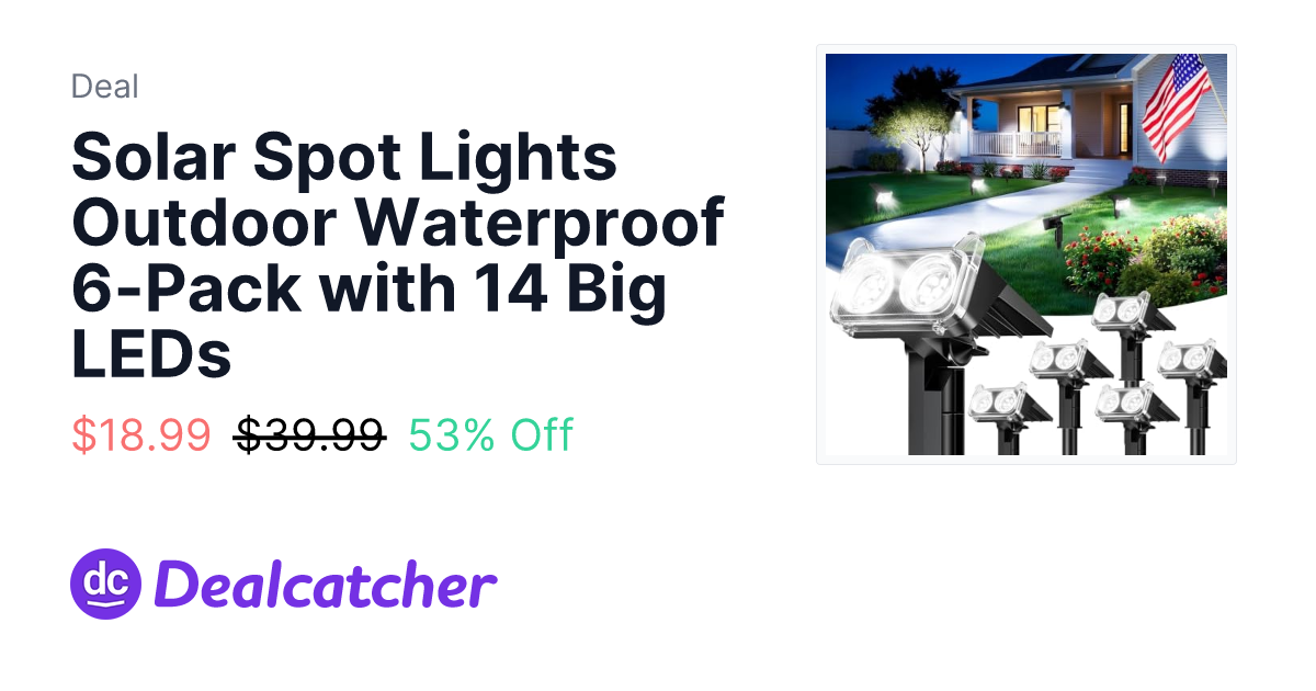Amazon - Solar Spot Lights Outdoor Waterproof 6-Pack with 14 Big LEDs $18.99