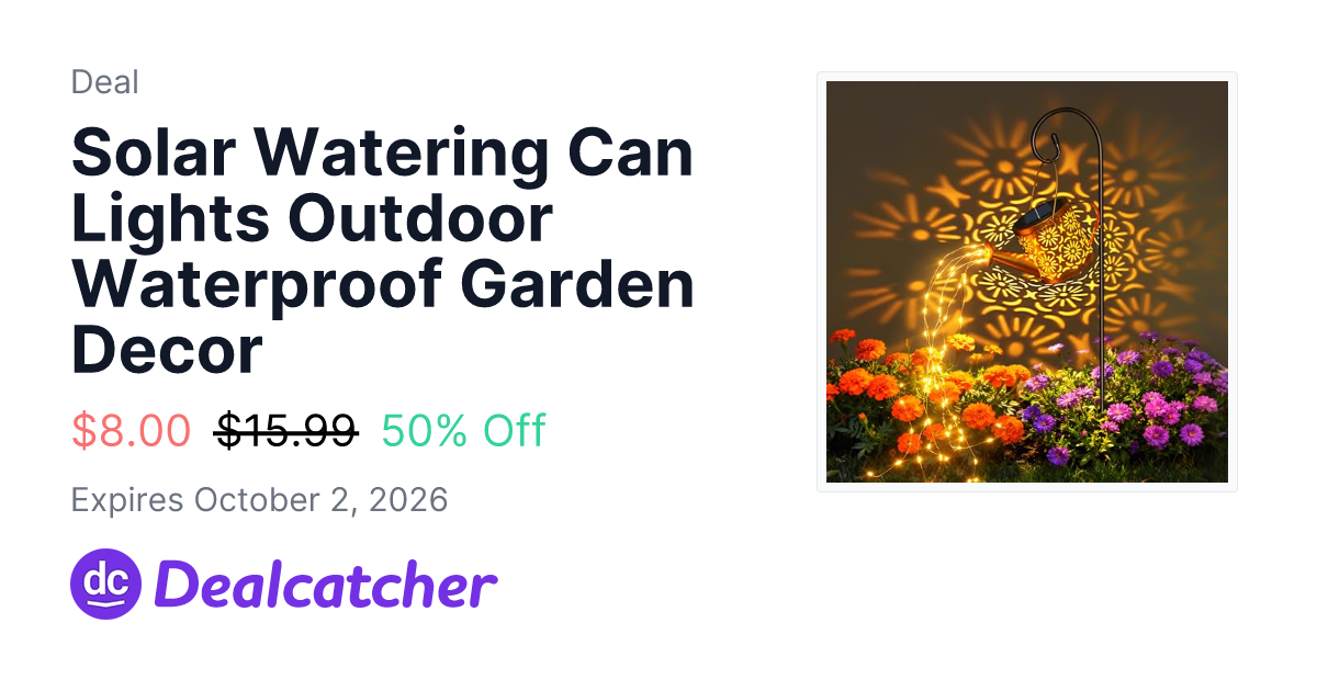 Amazon - Solar Watering Can Lights Outdoor Waterproof Garden Decor $8.00