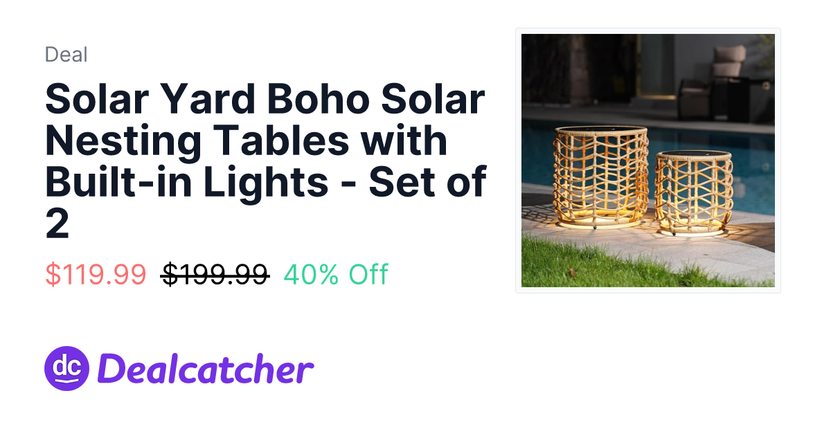 Amazon - Solar Yard Boho Solar Nesting Tables with Built-in Lights - Set of 2 $119.99