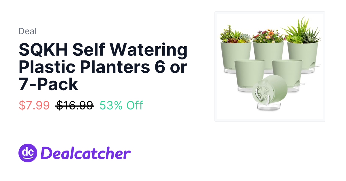 Amazon - SQKH Self Watering Plastic Planters 6 or 7-Pack $7.99