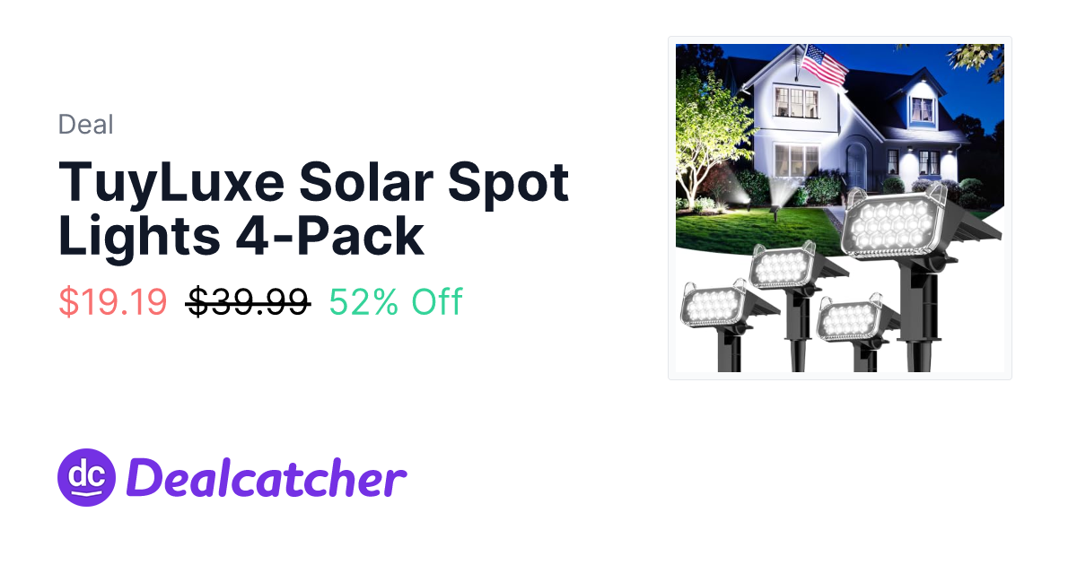 Amazon - TuyLuxe Solar Spot Lights 4-Pack $19.19