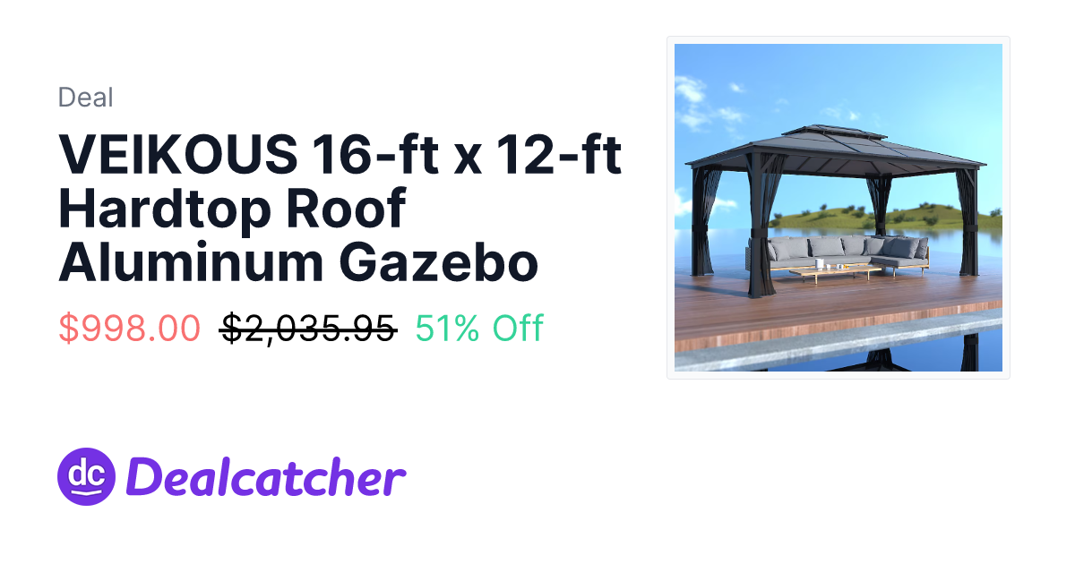 Lowes - VEIKOUS 16-ft x 12-ft Hardtop Roof Aluminum Gazebo $998.00
