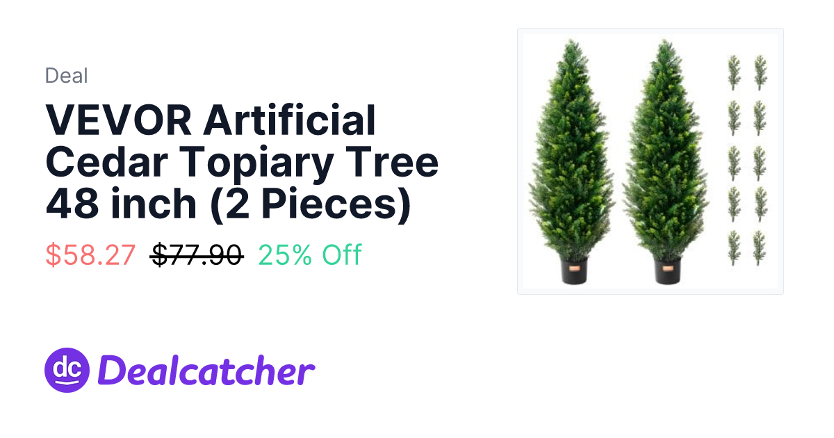 Vevor - VEVOR Artificial Cedar Topiary Tree 48 inch (2 Pieces) $58.27