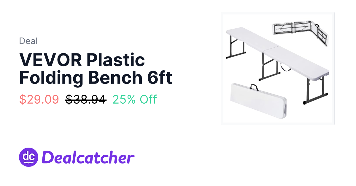 Amazon - VEVOR Plastic Folding Bench 6ft $29.09