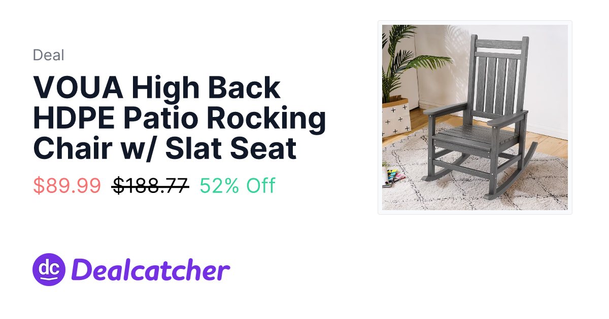 Lowes - VOUA High Back HDPE Patio Rocking Chair w/ Slat Seat $89.99