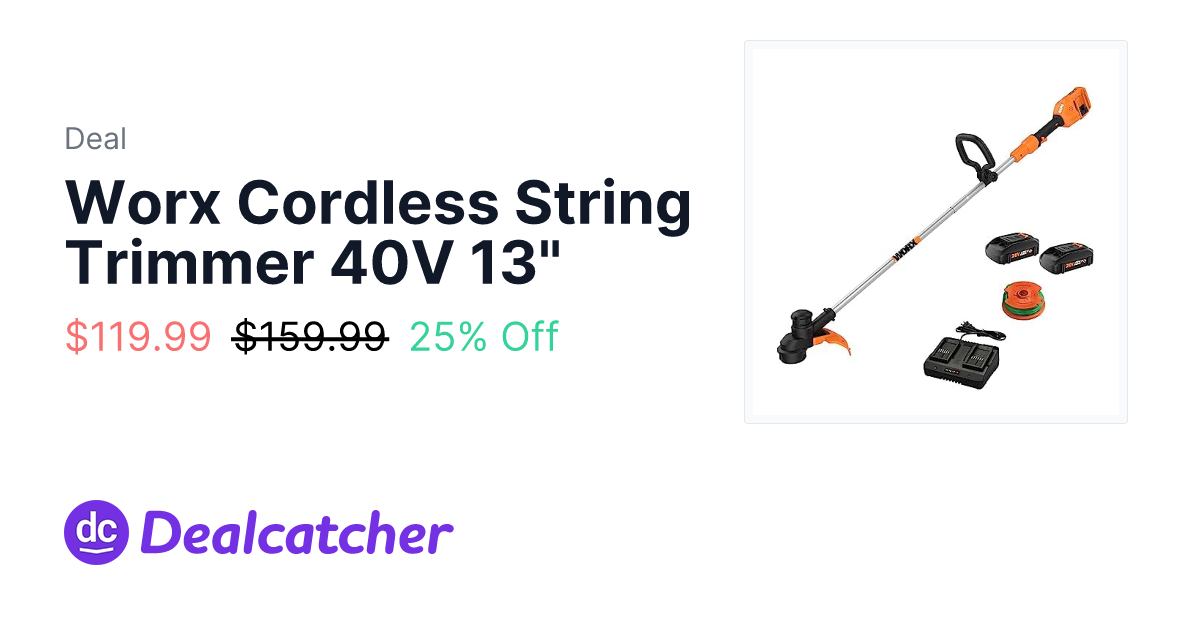 Amazon - Worx Cordless String Trimmer 40V 13" $119.99