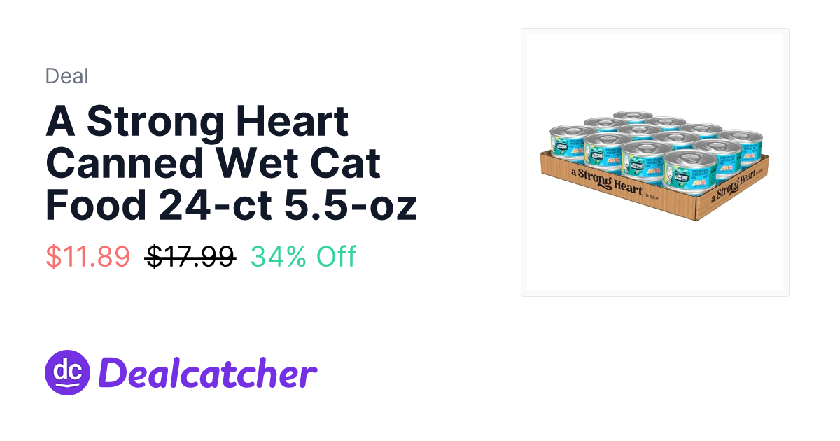 Amazon - A Strong Heart Canned Wet Cat Food 24-ct 5.5-oz $11.89