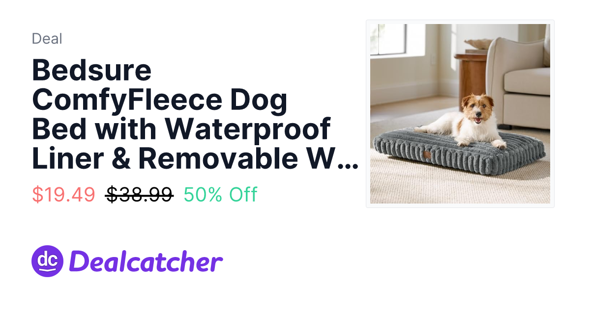 Amazon - Bedsure ComfyFleece Dog Bed with Waterproof Liner & Removable Washable Cover $19.49