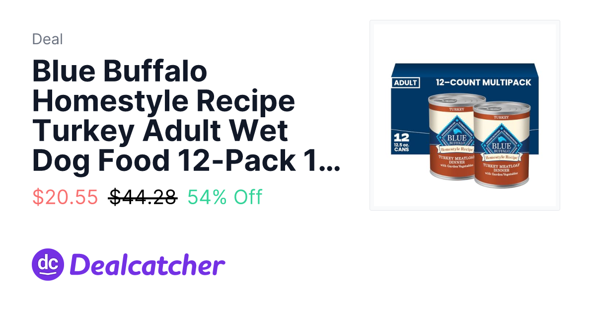 Amazon - Blue Buffalo Homestyle Recipe Turkey Adult Wet Dog Food 12-Pack 12.5-Oz $20.55