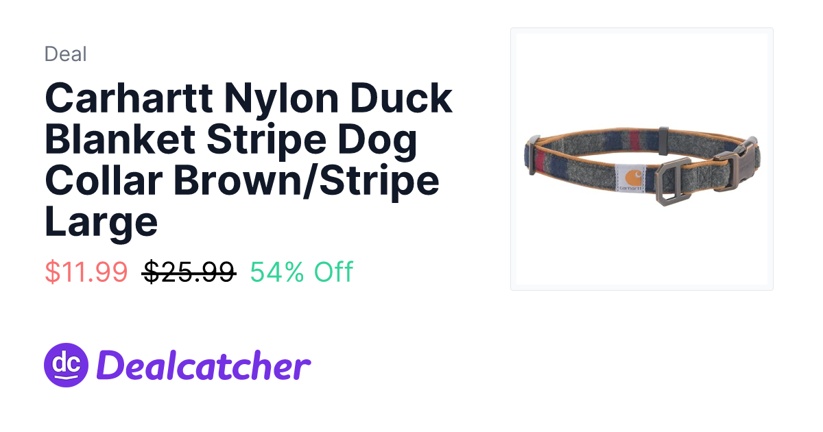 Amazon - Carhartt Nylon Duck Blanket Stripe Dog Collar Brown/Stripe Large $11.99