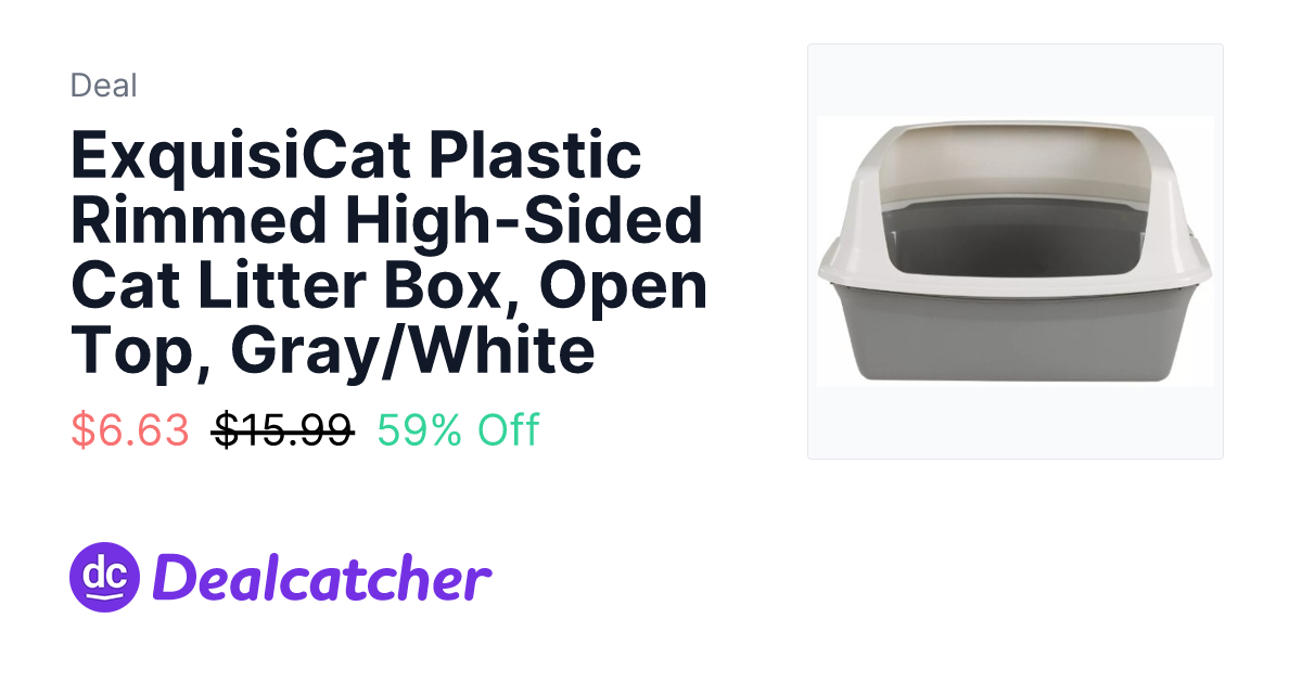 Petsmart - ExquisiCat Plastic Rimmed High-Sided Cat Litter Box, Open Top, Gray/White $6.63