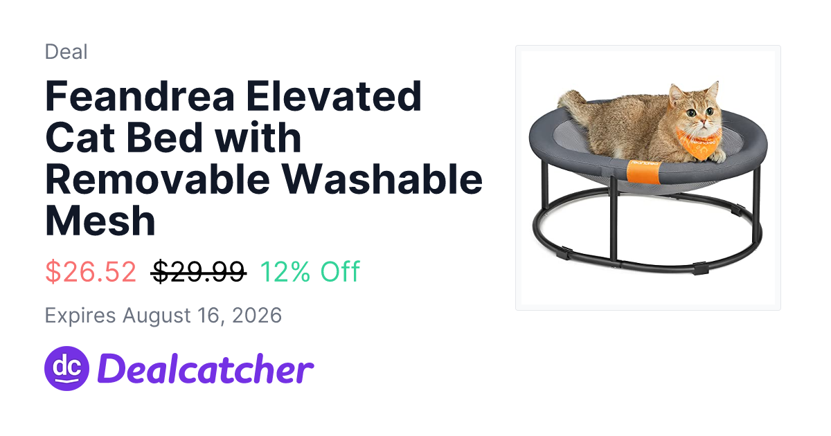 Amazon - Feandrea Elevated Cat Bed with Removable Washable Mesh $26.52