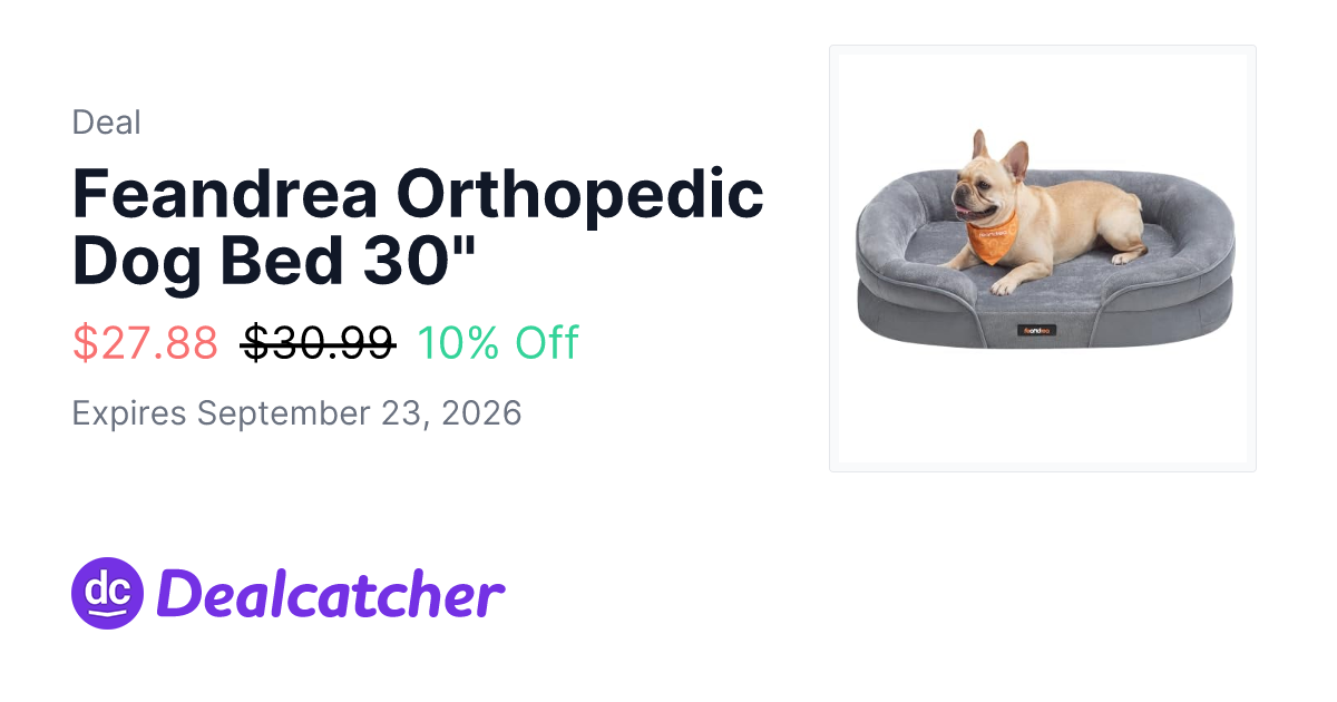 Amazon - Feandrea Orthopedic Dog Bed 30" $27.88
