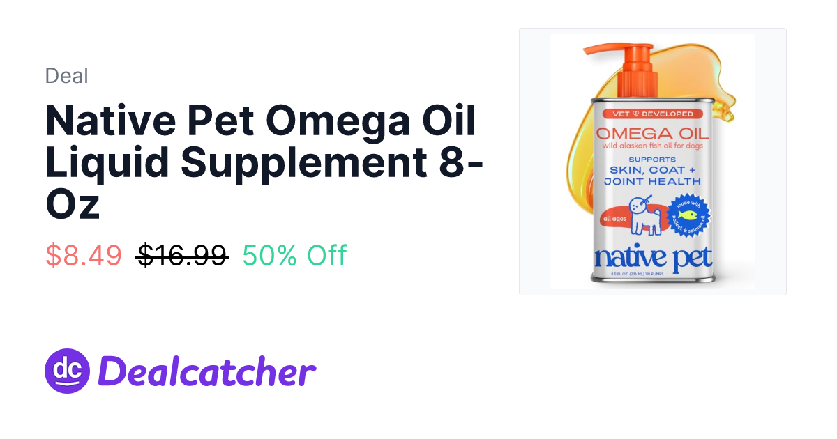 Amazon - Native Pet Omega Oil Liquid Supplement 8-Oz $8.49