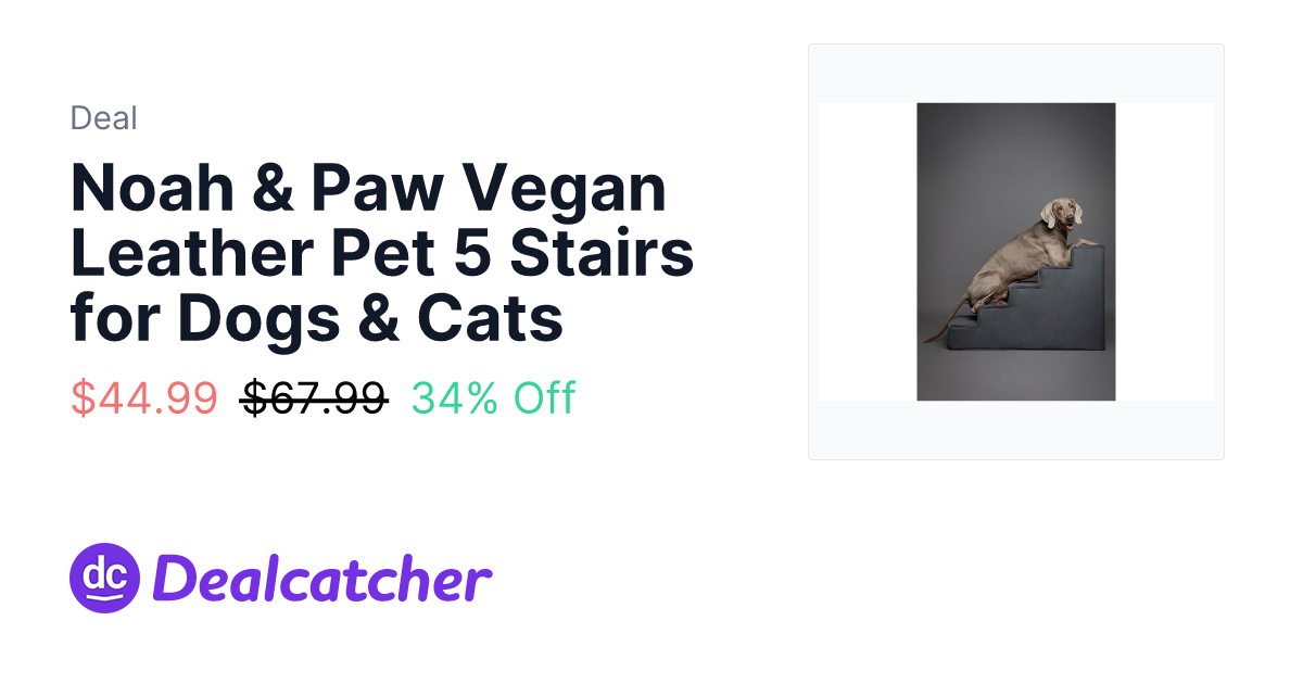 Woot - Noah & Paw Vegan Leather Pet 5 Stairs for Dogs & Cats $44.99