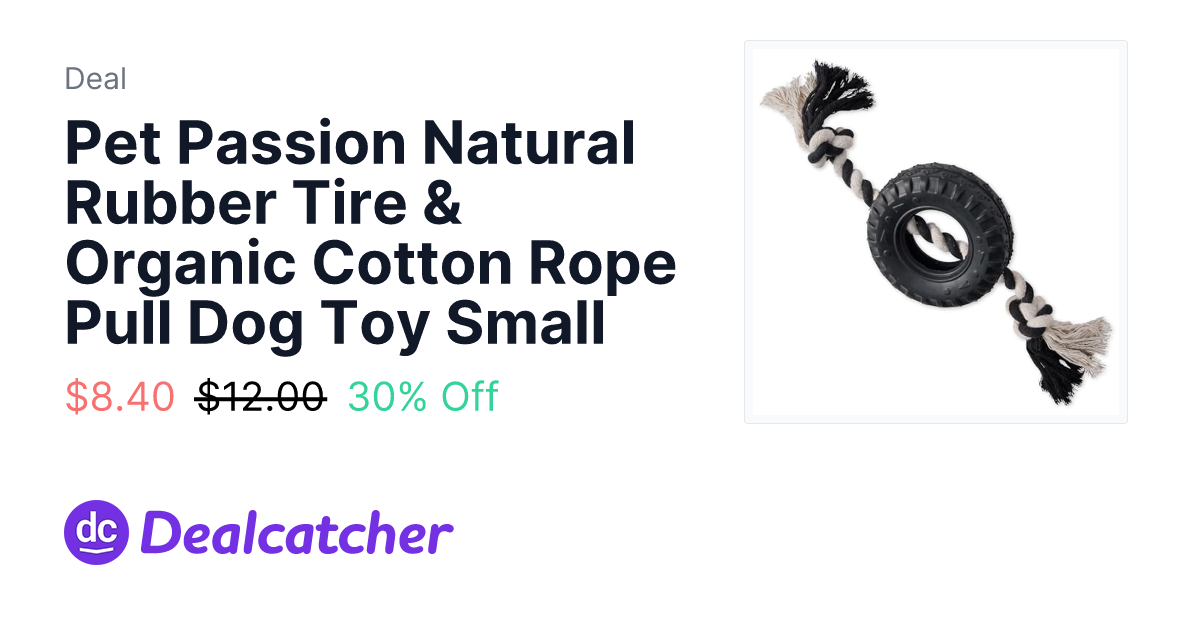 Amazon - Pet Passion Natural Rubber Tire & Organic Cotton Rope Pull Dog Toy Small $8.40