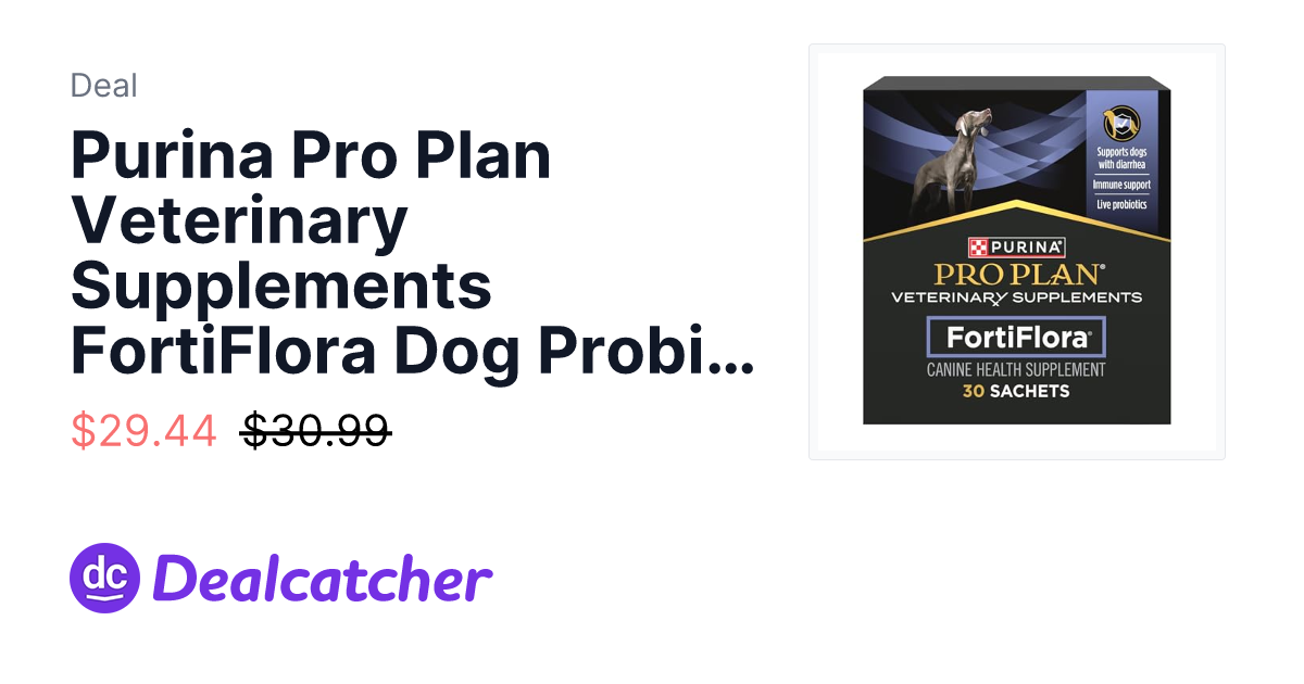Amazon - Purina Pro Plan Veterinary Supplements FortiFlora Dog Probiotic Supplement | FortiFlora Probiotic Supplement with strain of probiotics promotes intestinal health and can help management of diarrhea $29.44