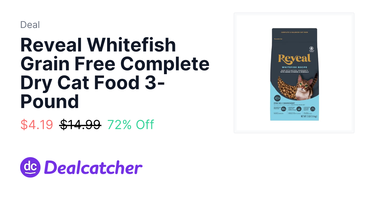 Amazon - Reveal Whitefish Grain Free Complete Dry Cat Food 3-Pound $4.19