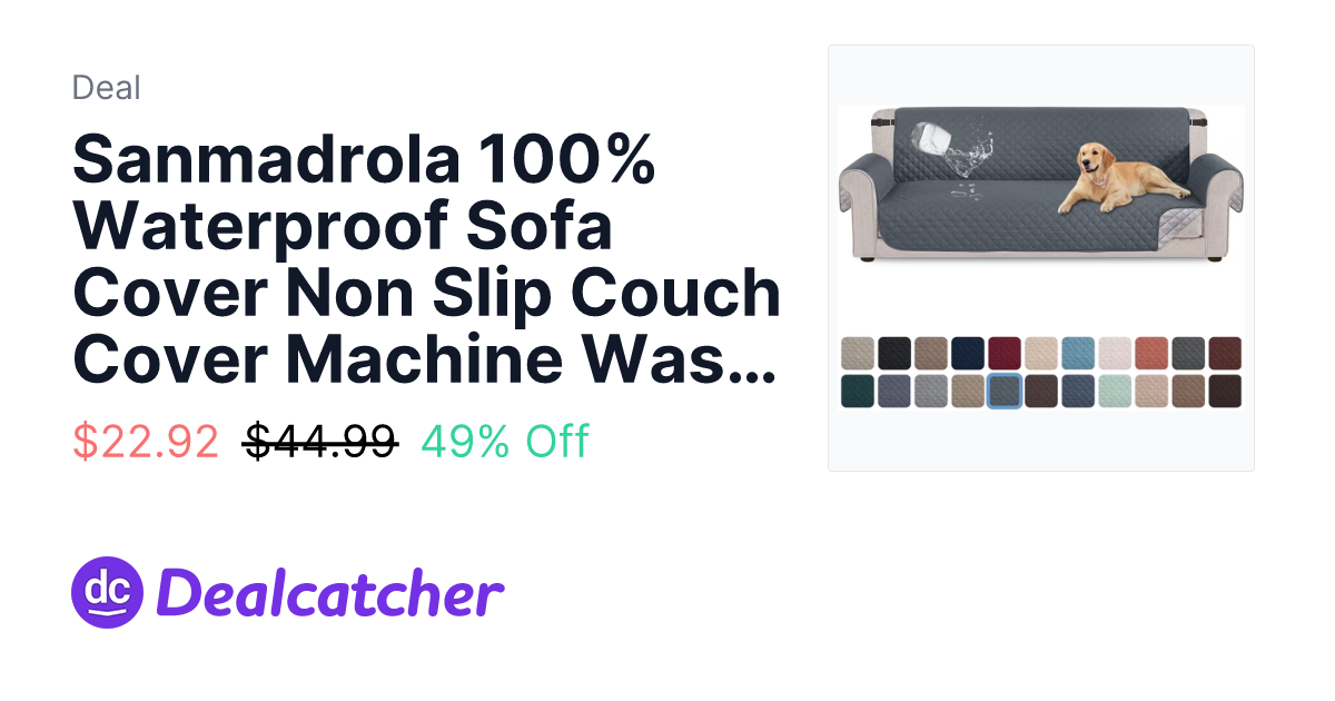 Walmart - Sanmadrola 100% Waterproof Sofa Cover Non Slip Couch Cover Machine Washable Slipcover Leakproof Furniture Protector for Dogs Kids Pets, Dark Gray, Sofa $22.92