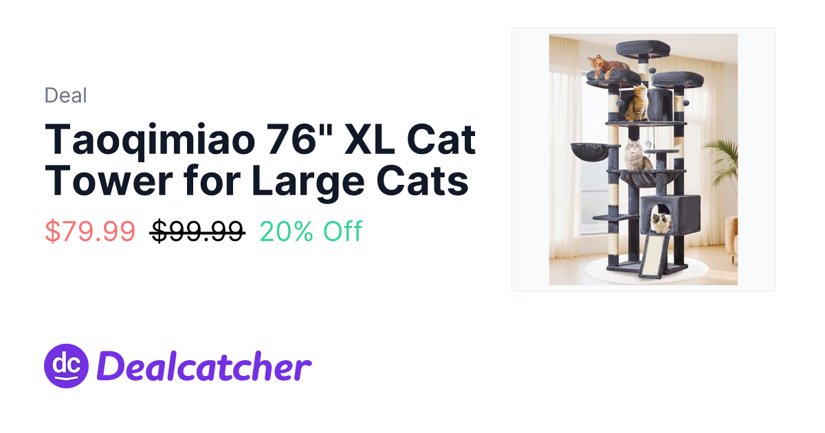 Amazon - Taoqimiao 76" XL Cat Tower for Large Cats $79.99