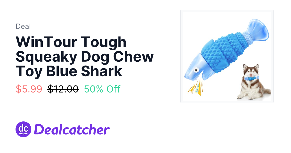 Amazon - WinTour Tough Squeaky Dog Chew Toy Blue Shark $5.99