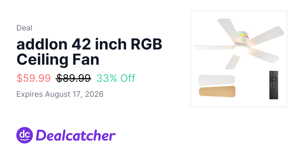 Amazon - addlon 42 inch RGB Ceiling Fan $59.99