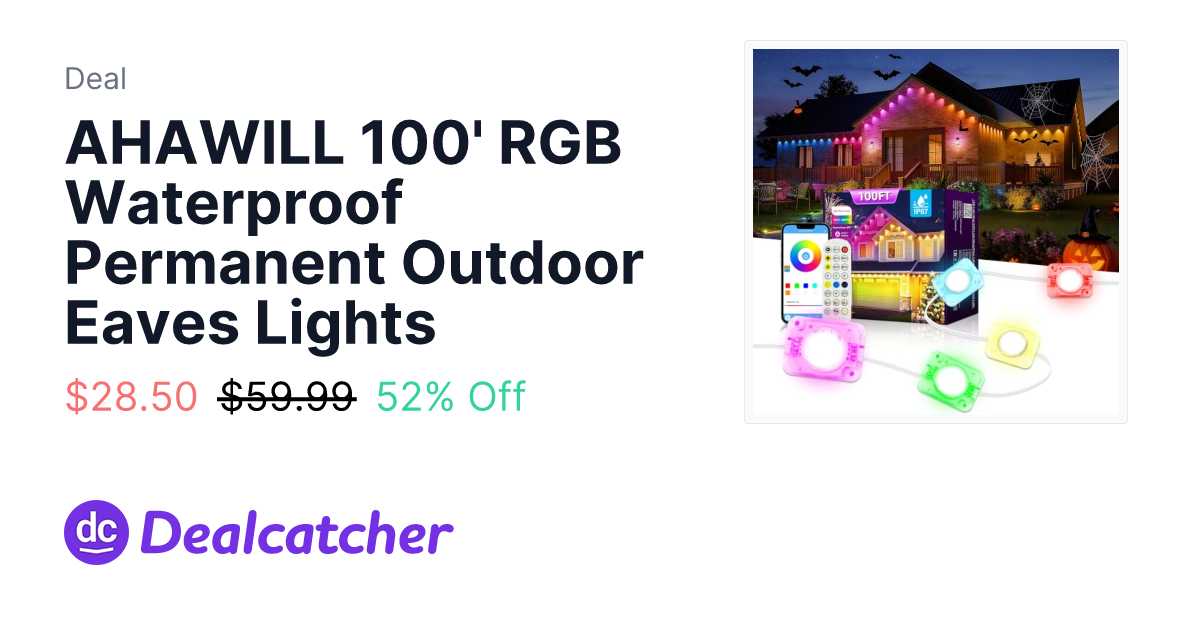 Amazon - AHAWILL 100' RGB Waterproof Permanent Outdoor Eaves Lights $28.50