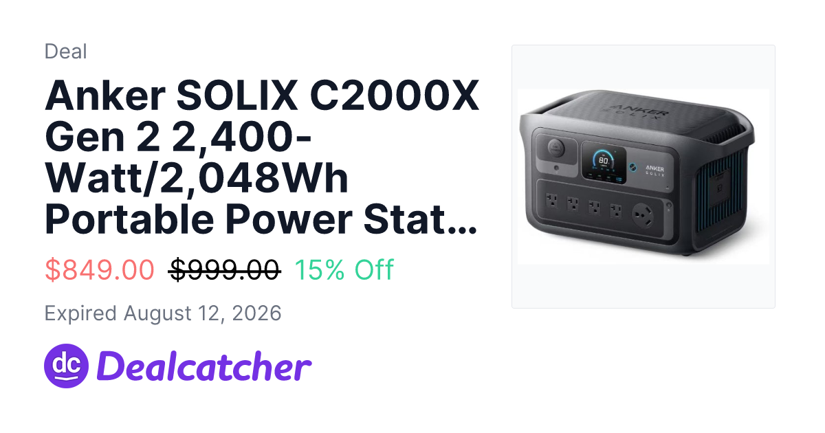 Home Depot - Anker SOLIX C2000X Gen 2 2,400-Watt/2,048Wh Portable Power Station $849.00
