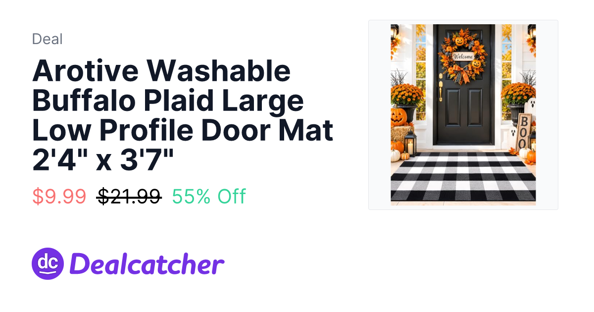 Amazon - Arotive Washable Buffalo Plaid Large Low Profile Door Mat 2'4" x 3'7" $9.99