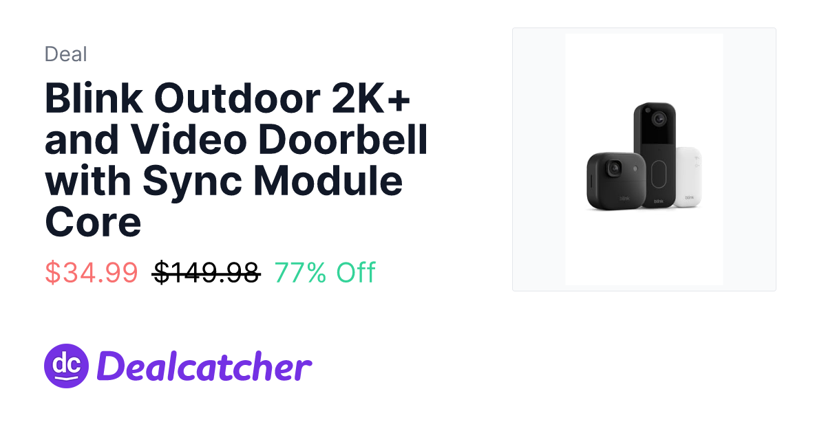 Amazon - Blink Outdoor 2K+ and Video Doorbell with Sync Module Core $34.99