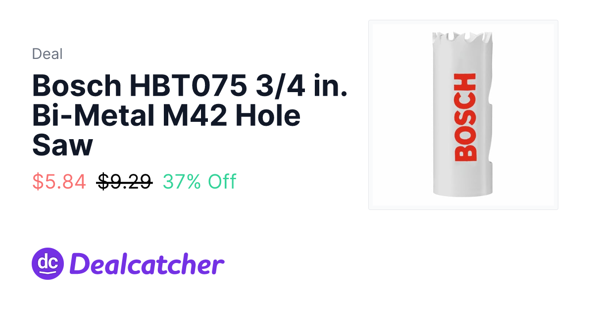 Amazon - Bosch HBT075 3/4 in. Bi-Metal M42 Hole Saw $5.84