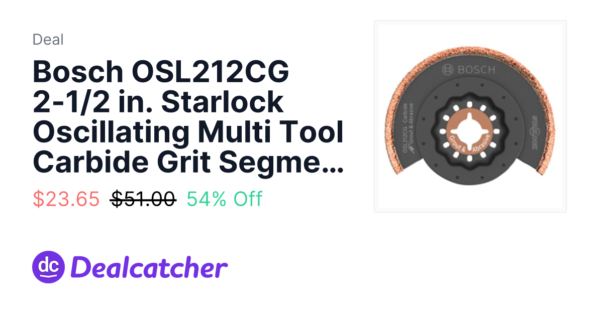 Amazon - Bosch OSL212CG 2-1/2 in. Starlock Oscillating Multi Tool Carbide Grit Segmented Blade $23.65