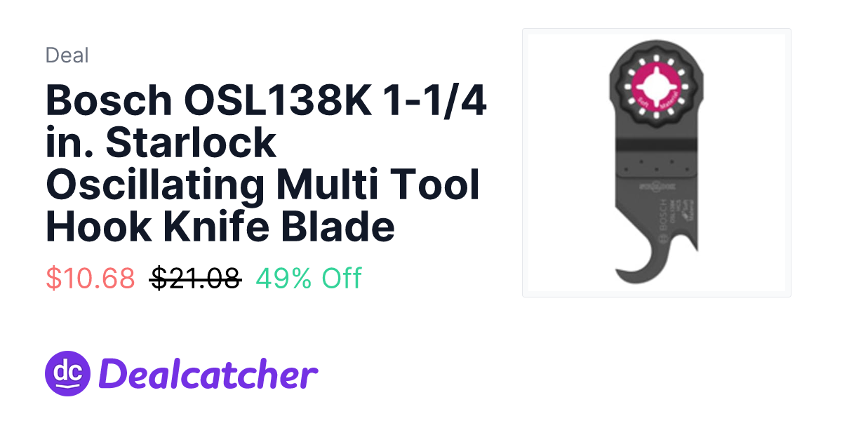 Amazon - Bosch OSL138K 1-1/4 in. Starlock Oscillating Multi Tool Hook Knife Blade $10.68