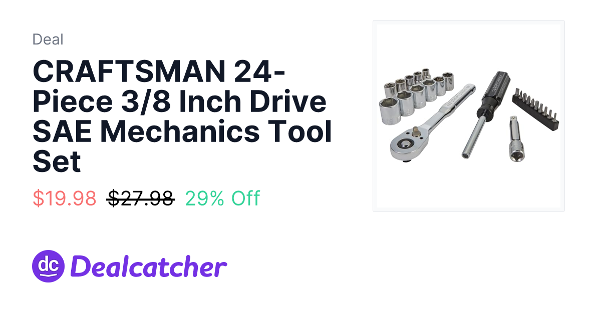 Amazon - CRAFTSMAN 24-Piece 3/8 Inch Drive SAE Mechanics Tool Set $19.98