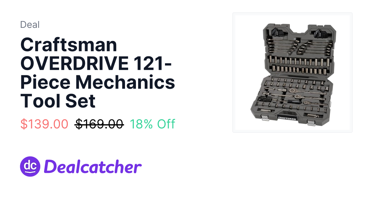 Amazon - Craftsman OVERDRIVE 121-Piece Mechanics Tool Set $139.00