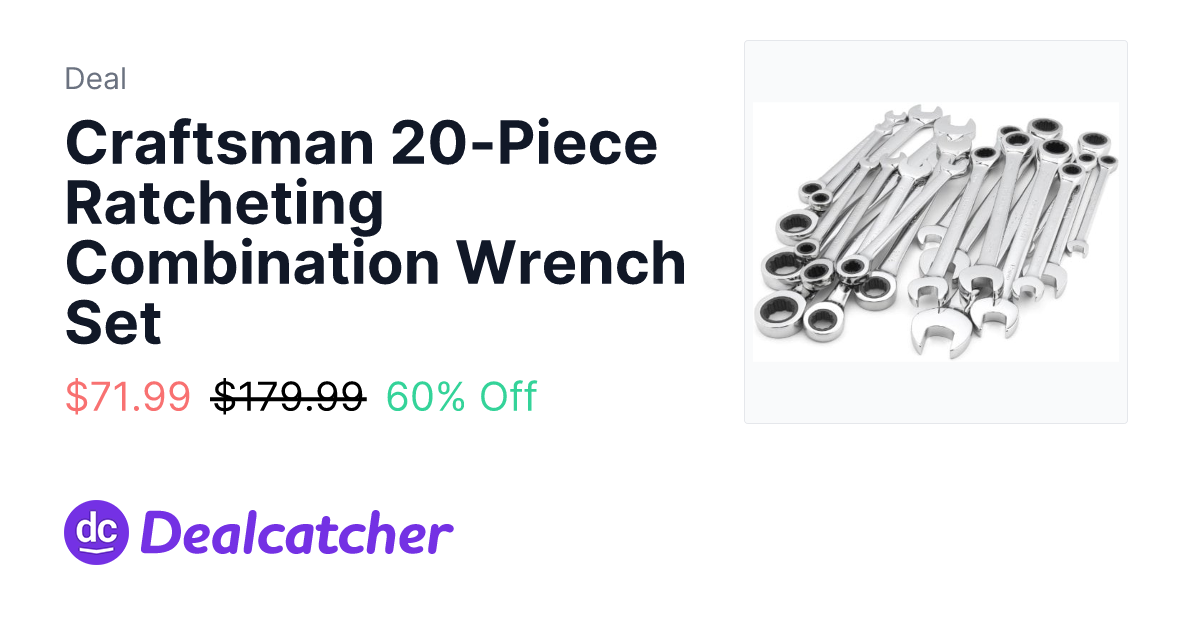Sears - Craftsman 20-Piece Ratcheting Combination Wrench Set $71.99
