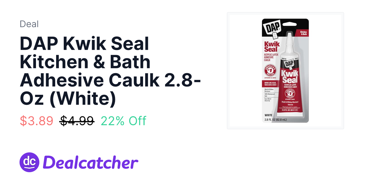 Amazon - DAP Kwik Seal Kitchen & Bath Adhesive Caulk 2.8-Oz (White) $3.89