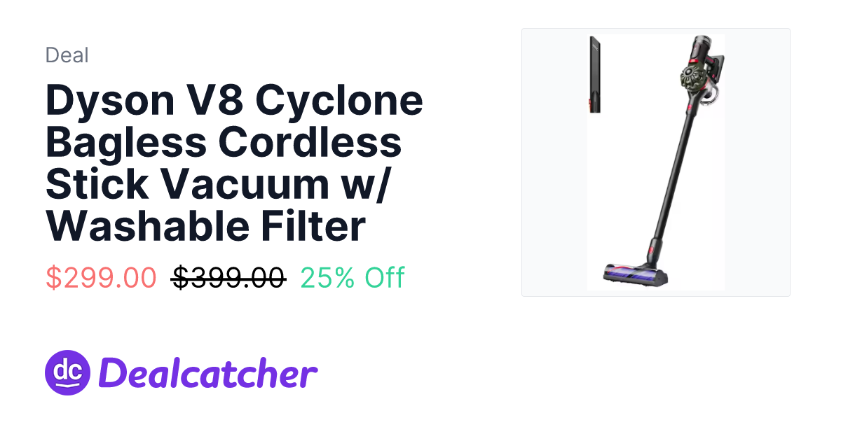 Home Depot - Dyson V8 Cyclone Bagless Cordless Stick Vacuum w/ Washable Filter $299.00