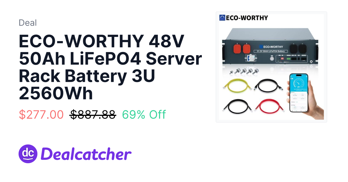 AliExpress - ECO-WORTHY 48V 50Ah LiFePO4 Server Rack Battery 3U 2560Wh $277.00