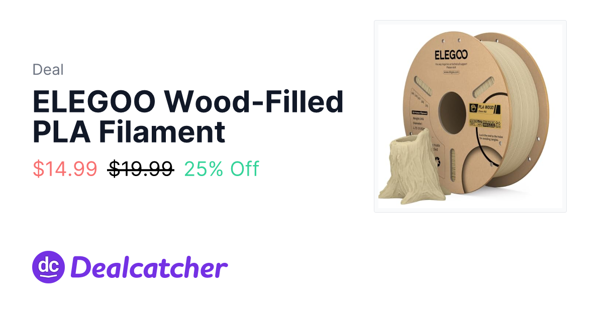 Amazon - ELEGOO Wood-Filled PLA Filament $14.99