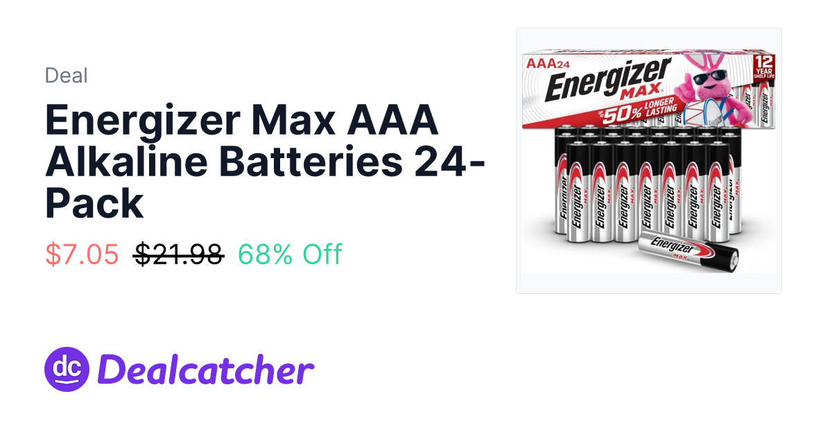 Amazon - Energizer Max AAA Alkaline Batteries 24-Pack $7.05
