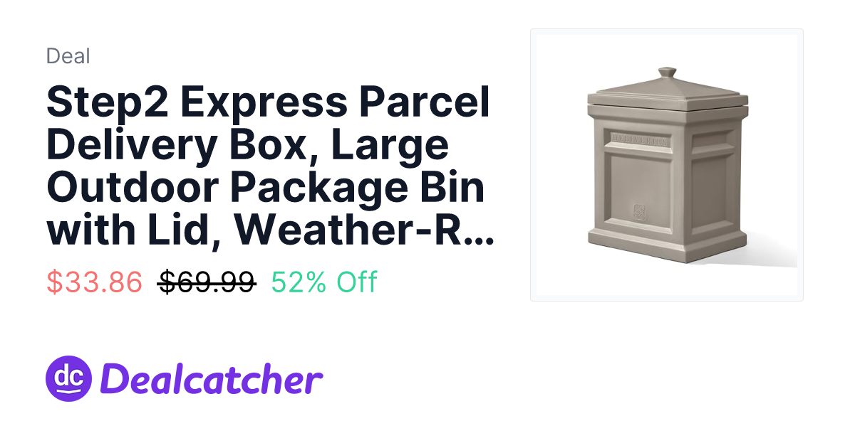 Amazon - Step2 Express Parcel Delivery Box, Large Outdoor Package Bin with Lid, Weather-Resistant, Mocha $33.86