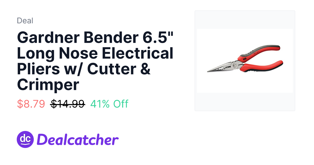 Amazon - Gardner Bender 6.5" Long Nose Electrical Pliers w/ Cutter & Crimper $8.79