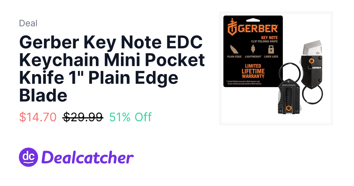 Amazon - Gerber Key Note EDC Keychain Mini Pocket Knife 1" Plain Edge Blade $14.70
